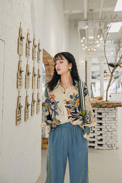 

blouse plus size korean vadim 2020 personality temperament fashion shirt long sleeve print shirt women tide, White