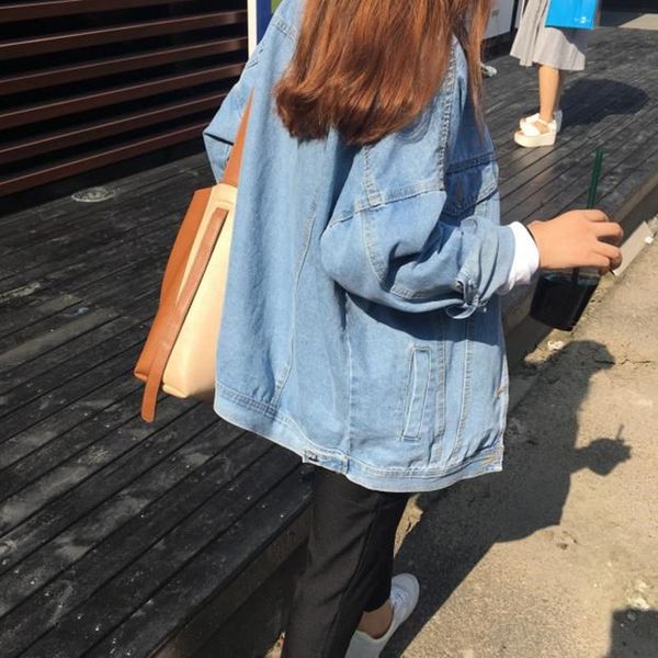 

spring autumn 2020 new street retro bf oversized loose women jeans jacket long sleeve jeans coat female plus size, Black;brown