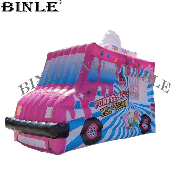 

2020 new designed inflatable ice cream car booth tent inflatable concession stand carnival treat shop car tent for commercial event