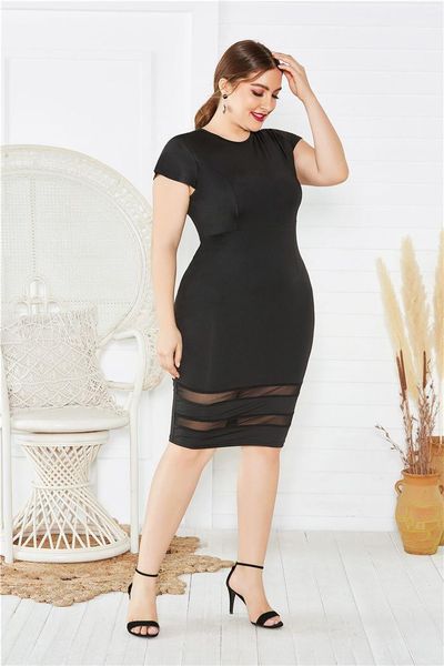 

plus size pencil dress summer designer penelled crew neck one step dresses females solid color casual dress womens, Black;gray