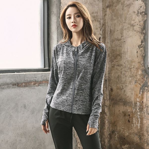 

women sport wear relaxed fit full zip running jacket hoodie workout sweatshirt thumb holes workout gym fitness yoga track jacket, Black;red