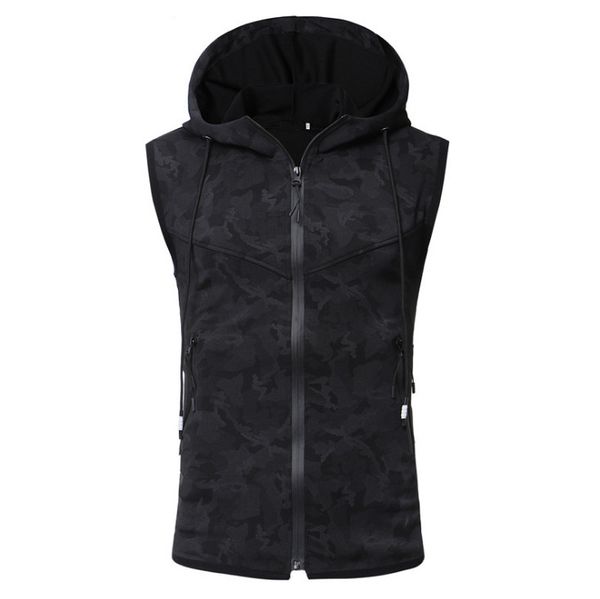 

europe and america style casual hooded vests men spring slim mens jacket sleeveless vest youth trends tracksuits vest, Black;white