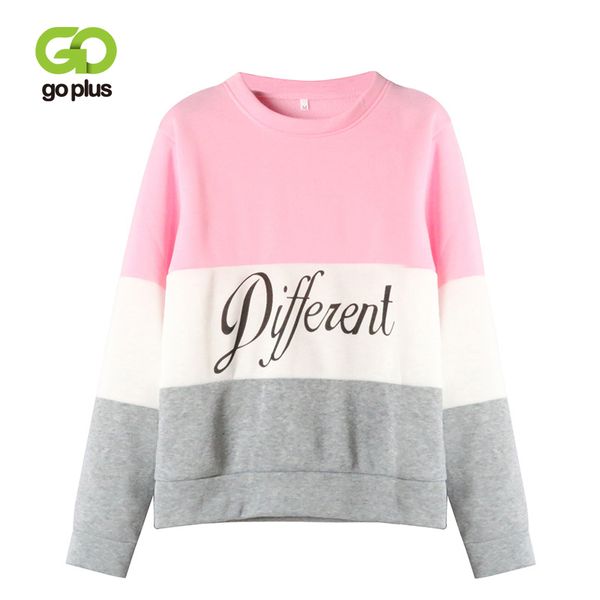 

goplus 2019 fashion letter patchwork sweatshirt women o neck long sleeve pullovers lady loose sportswear streetwear female mujer, Black