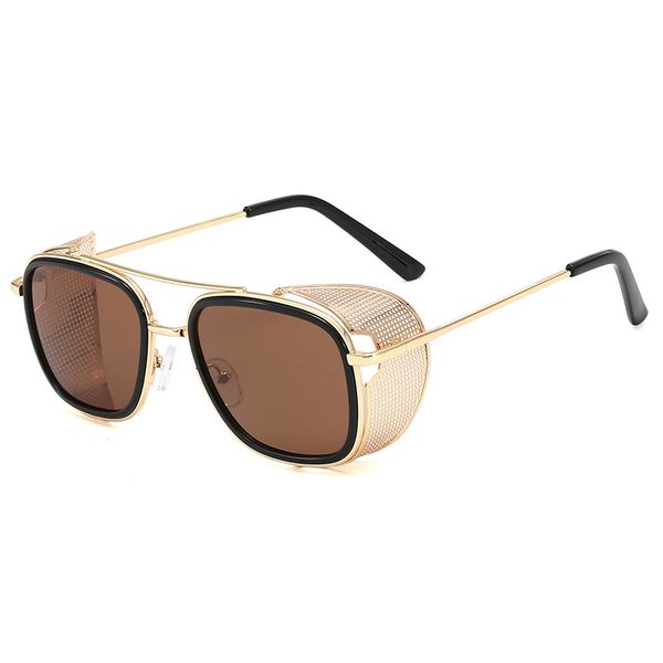

new fashion retro steampunk sunglasses men square steam punk metal shields sun glasses outdoor shades for women uv400, White;black
