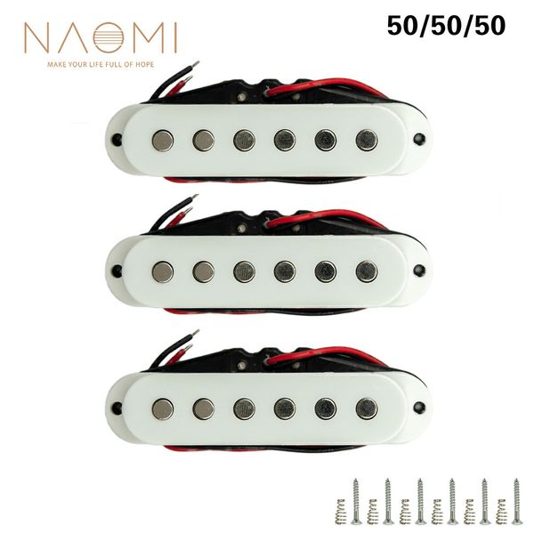 

naomi 3pcs guitar pickups 50mm guitar single coil pickup ceramic magnet for electric guitar white
