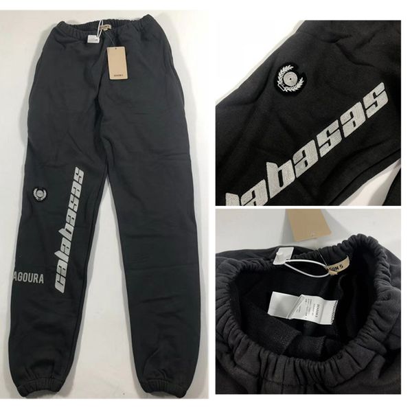 

2019 new season 5 sweatpants men women streetwear calabasas embroidery pants kanye west joggers drawstring season 5 sweatpants, Black