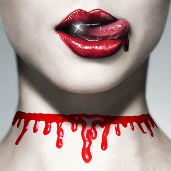 

halloween decoration horror blood drip necklace girls women fake blood vampire fancy joker choker costume necklaces accessories, Silver