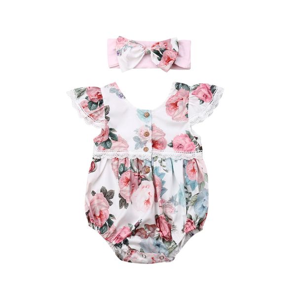 

0-24M Newborn Infant Baby Girls Romper Flower Lace Ruffles Jumpsuit Playsuit Sunsuit Summer Baby Girl Costumes Clothes