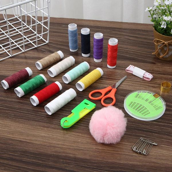

clear home home sewing kit storage box portable travel handmake threader needle tape measure scissor storage box mini sewing kit, Black
