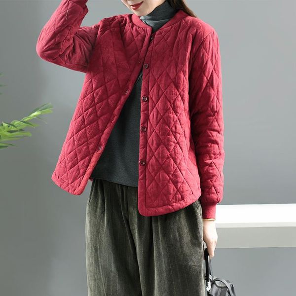 

thick autumn and winter new literary jacquard cotton short jacquard warm cotton coat women's coat, Black