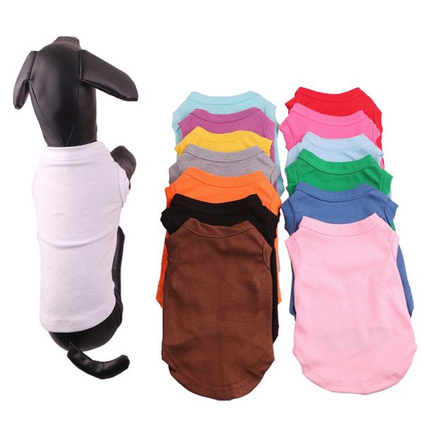 

pet apparel multi colors 4 size pet summer solid t shirts dog clothes classic puppy small dog clothes cotton shirts clothes