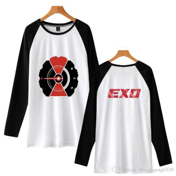 

exo kpop t-shirts fashion harajuku printing long sleeve women men tshirt new casual o-neck tee cool shirts, White