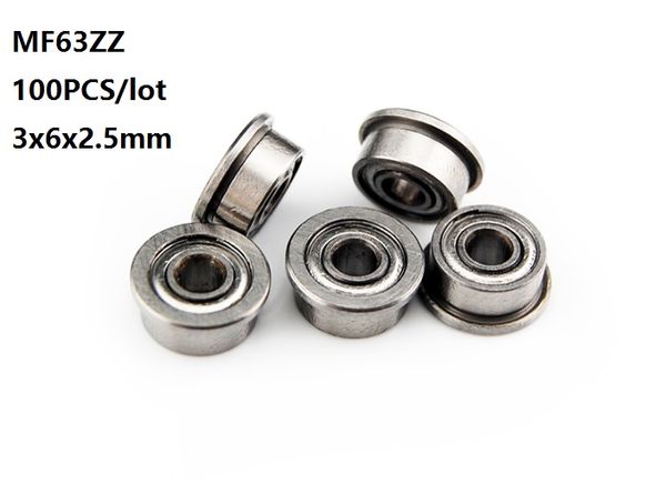 100 pçs / lote MF63 MF63ZZ F673ZZ F673-ZZ ZZ Flangeado Em Miniatura rolamentos rolamentos rígidos de esferas 3 * 6 * 2.5mm 3x6x2.5mm