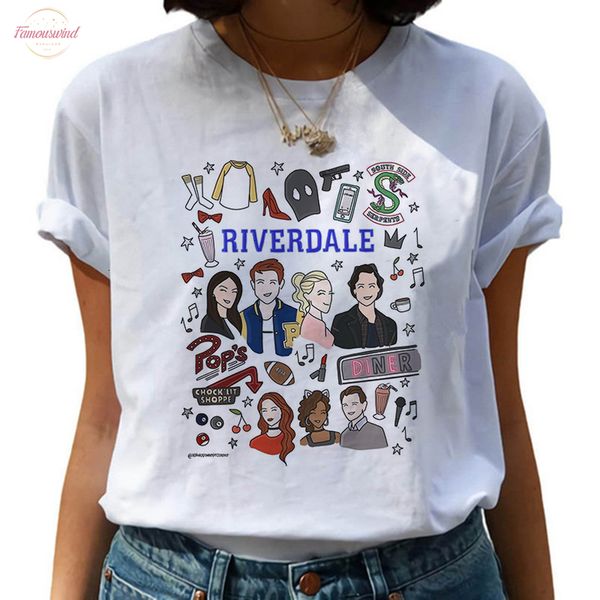 

riverdale harajuku snake print t shirt women southside serpent ullzang cartoon t-shirt 90s graphic tshirt fashion tee female, White