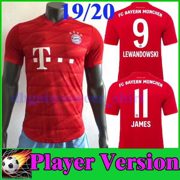 

player version 19 20 bayern munich soccer jersey 2019 2020 james lewandowski muller home jersey hummels football shirt men uniforms, Black;yellow