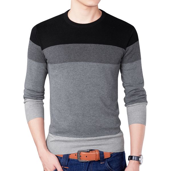 

2019 new casual pullover men spring round neck patchwork quality knitted brand male sweaters plus size 3xl mens sweater, White;black