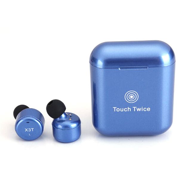 

bluetooth earphones x3t touch button mini wireless earphones charger box rf range 10 meters with microphone for iphone android