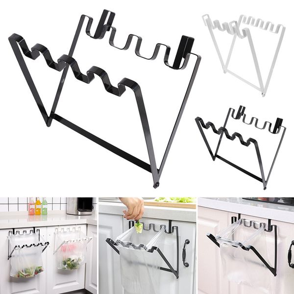 

foldable iron garbage bag hanging rack rubbish bag kitchen cupboard storage xhc88