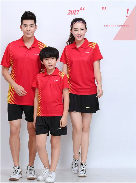 

li ning 7301 quick-drying breathable badminton wear suits short sleeve lapel neck t-shirt shorts running wear table tennis red, White;yellow