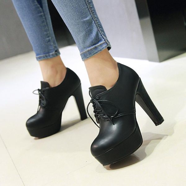 

jouir talons 2020 dropship big size 47 women shoes woman elegant shoelaces platform high heels spring heeled female, Black