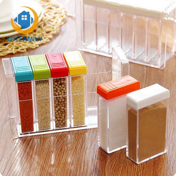 

acrylic seasoning box storage box cruet 6pcs/set transparent russia flavor spice jar seasoning jar kitchen condiment