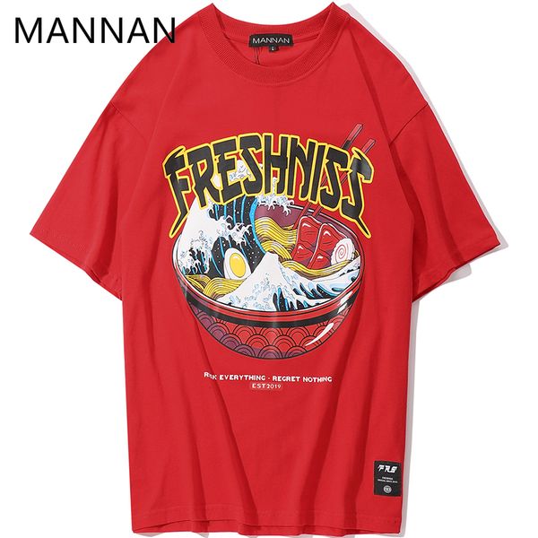 

маннан японский рамэн с коротким рукавом 2019 новое поступление harajuku футболки мужчины повседневная уличная мода хип-хоп футболки, White;black