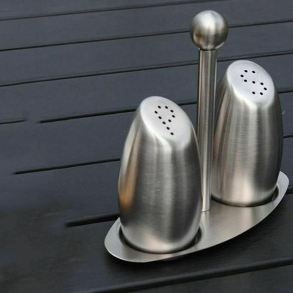 

stainless steel condiment tank salt pepper shaker seasoning set bottle seasoning kitchen jar kitchen supplies-style 2