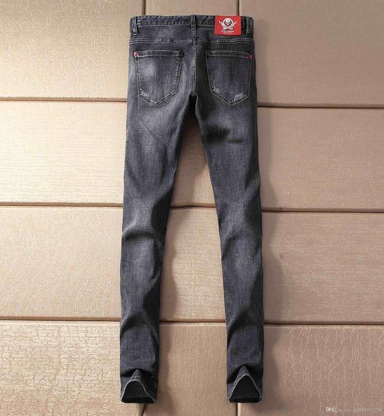 

2019 fashion italy rock biker jeans straight ripped denim pants trousers skinny mens jeans boy luxury jeans hip hop plus size 29-42, Blue