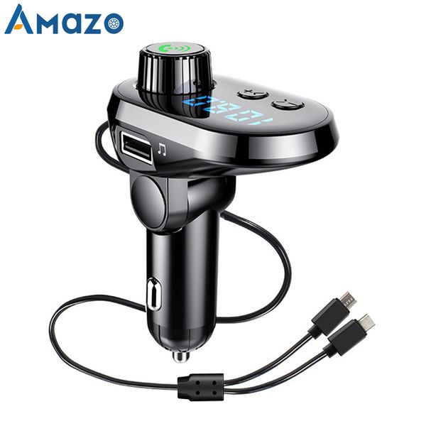 

fm transmitter car bluetooth wireless mp3 player quick charge handsu disk tf card reader with android usb type c port