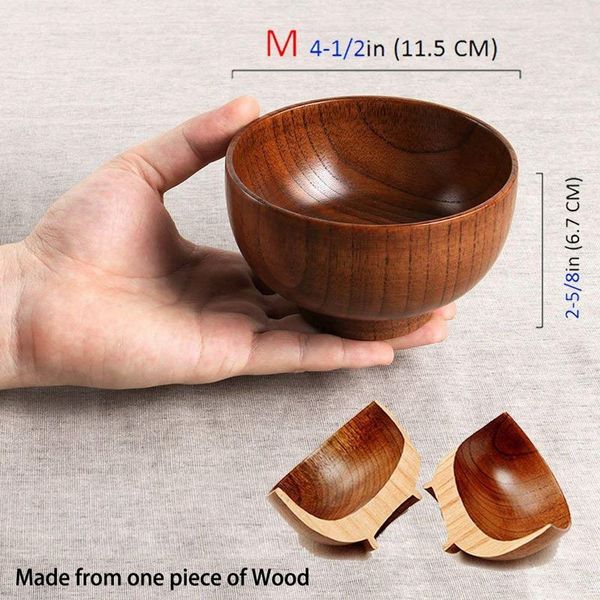 

набор из 4 solid wood bowl, 4-1 / 8 дюйма dia 2-5 / 8 дюйма, рис, суп, dip, украшения (small) миски