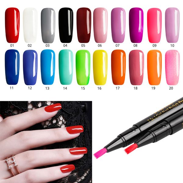 

20 colors one step nail painting varnish pen 3 in 1 gel nail polish uv art resin polish popular beauty easy to use