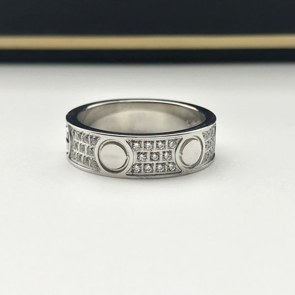 

full diamond titanium steel silver love ring men and women rose gold rings for lovers couple jewelry gift
