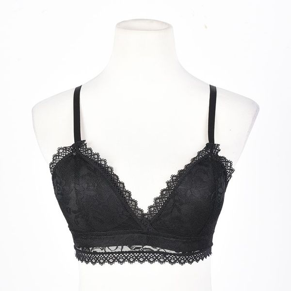 

women lace bralette wireless comfortable bra underwear female backless wear brassiere, Red;black