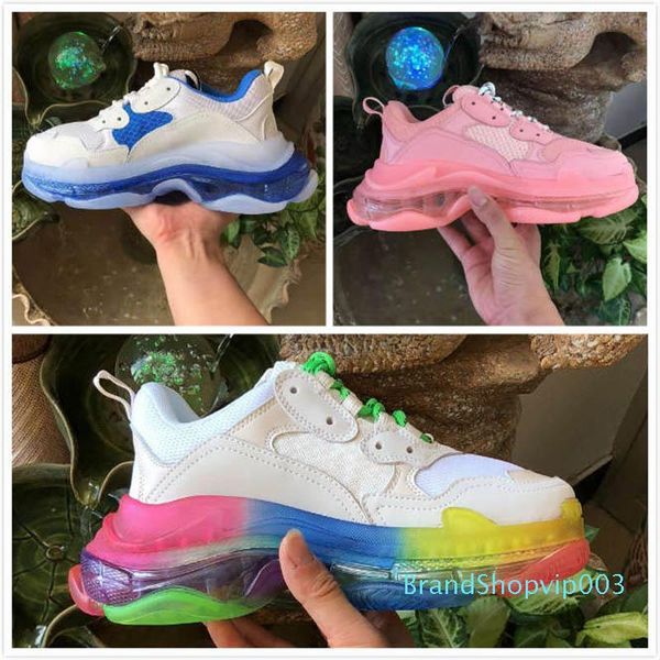 

designer luxury triple s casual shoes men sneaker women leather casual shoes low lace-up casual flat shoes vintage dad triple s, Black