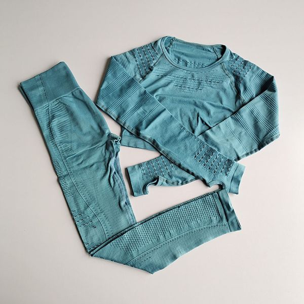 

high waist running leggings workout pants shirts gym cloth yoga long sleeve shirts women seamless yoga set fitness sports suits, White;red