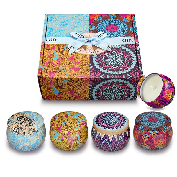 

эфирное масло соевый воск ароматизированные свечи романтическая ароматерапия свеча стекло бездымного домашнего декора свеча 4 шт. / компл