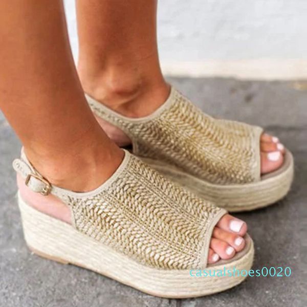 

women sandals retro platform sandals with 6cm high heels wedges shoes for women plus size 43 summer zapatos mujer c20, Black