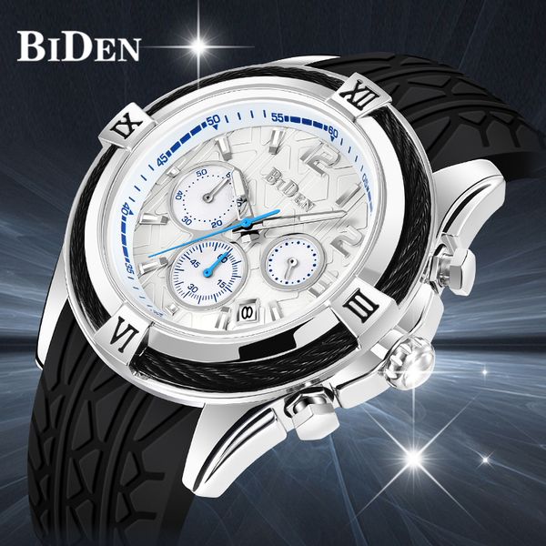 

biden men quartz watch luxury analog army man sport watch waterproof men wristwatch clock relogio masculino, Slivery;brown