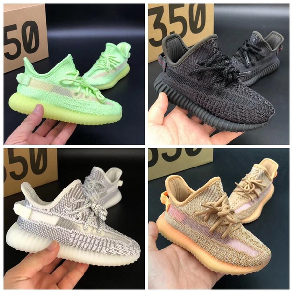 

2019new kids baby designer yeezy 350 v2 shoeskanye west toddler shoes running shoes static white sesame sports shoes sneakersa613#, Black