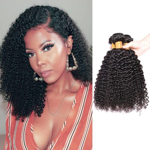 

factory supply cambodian virgin kinky curly human hair extensions 3 bundles peruvian kinky curly human hair weaves lace closure, Black