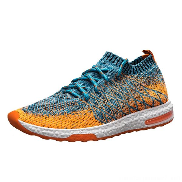 

sagace 2020 men woven mesh sports breathable men's lace-up mixed colors cross-tied casual shoes casual shoes erkek ayakkabi, Black