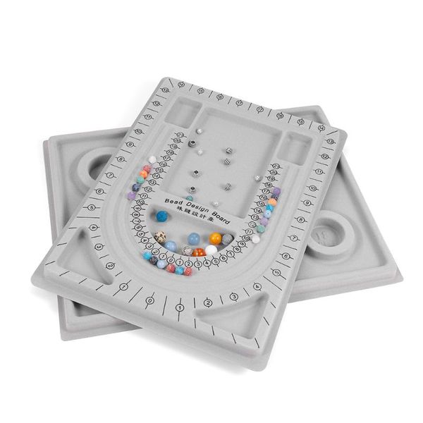 

gray flocked bead board bracelet beading organizer jewelry making tray workbenches size measuring plate craft tool accessories