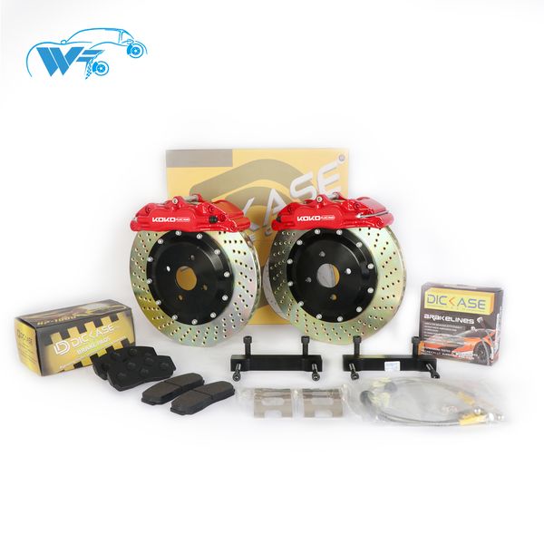 

koko racing wt5200 brake system 4 pot red caliper 17 inches front wheel 330*28mm drilled brake disc for kia carens 2008