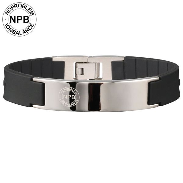 

noproblem waterproof therapy health choker cute sports casual silicone tourmaline germanium bracelet, Golden;silver
