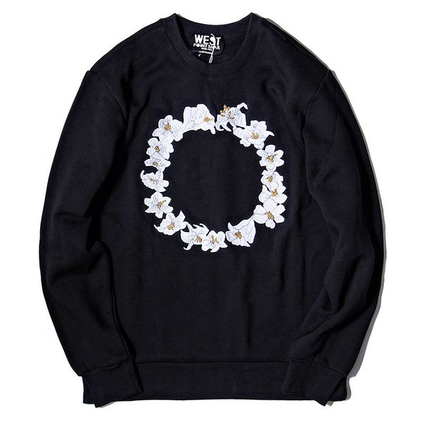 

мужские дизайнерские толстовки givh41 новый модный бренд роскошный вышитый цветок лилии венок для мужчин и женщин, Black