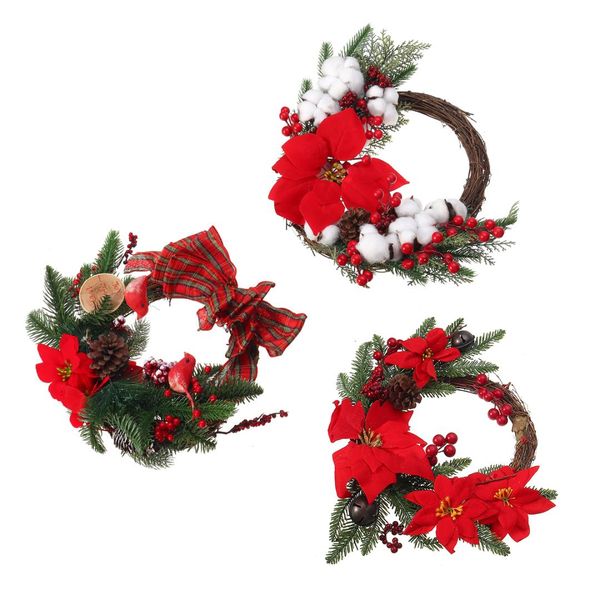 

30cm christmas wreath handmade rattan pendant garland shopping mall christmas tree door decoration wreath