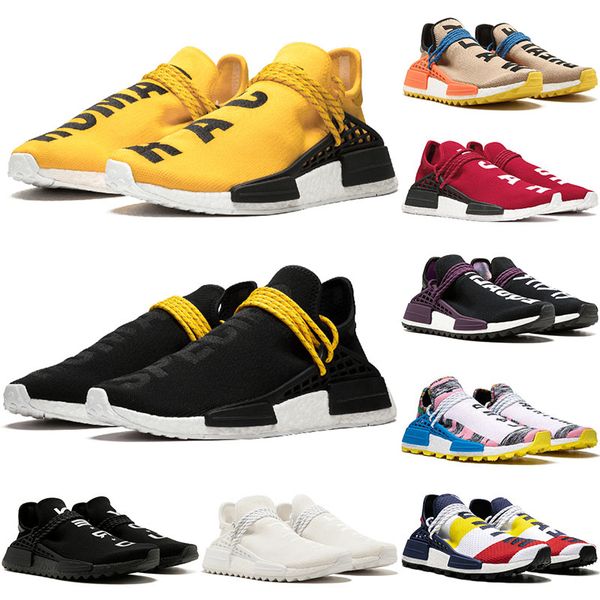 

wholesale 2019 pharrell williams human race races tennis men running shoes woman sample yellow core black nerd black designer sneakers 36-45