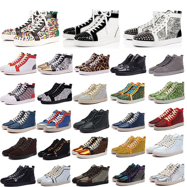 

red bottom luxury leather flat engine size 34-38 casual shoes fashion black white gold red sports party couple lover party shoes with box