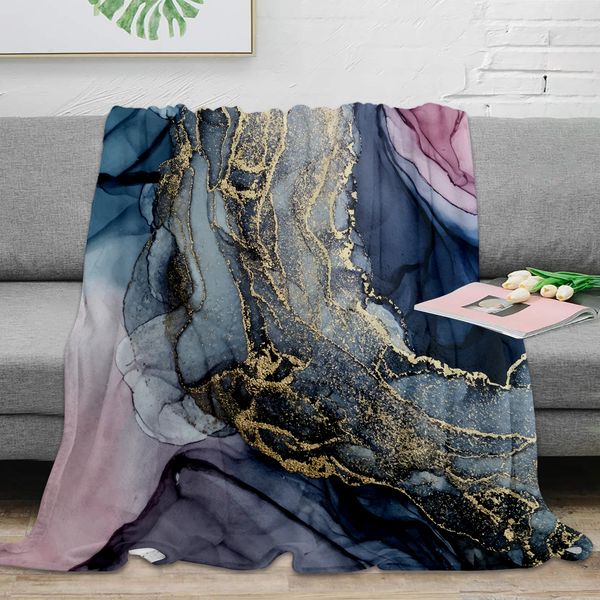 

Throw Blanket Blush Payne's Gray and Gold Metallic Abstract Throw Blanket Warm Microfiber Blanket