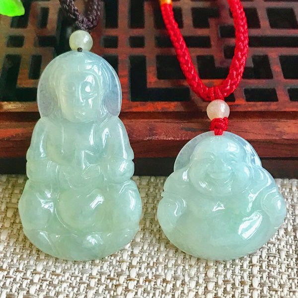 

natural jadeite guanyin jade buddha pendant transshipment protective love's style jade pendant necklace send a certificate, Silver